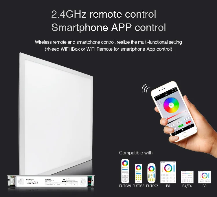  Miboxer FUTL01 40W RGB+CCT led Panel Light 220V with Panel Light power Driver 2.4G Wireless remote 