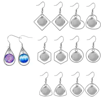 

20pcs 12mm Earring Hook Cabochon Base Settings Stainless Steel Blank Tray Fit DIY Earrings Jewelry Making Findings
