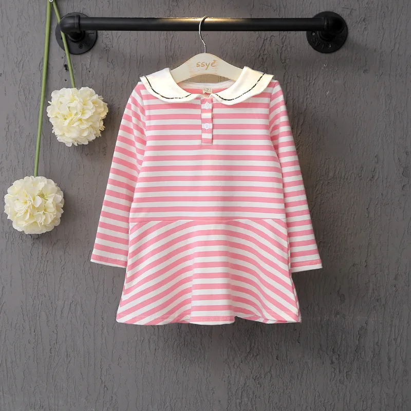 

[Powder Code Special Offer] 2018 Korean-style Autumn New Style Girls Stripes Long-sleeved Dress 19661