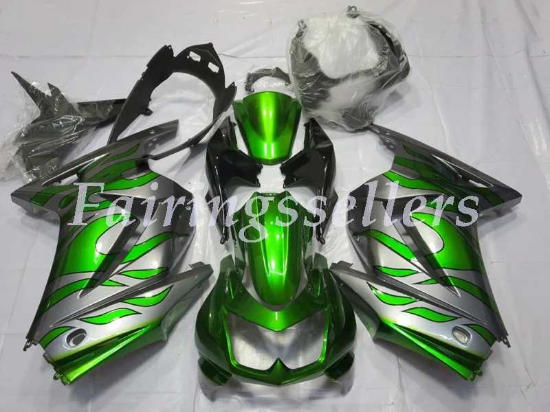 

Injection Mold Motorcycle New ABS Fairings kit Fit For kawasaki Ninja 250R EX250 2008 2009 2010 2011 2012 2013Green Silver Swirf
