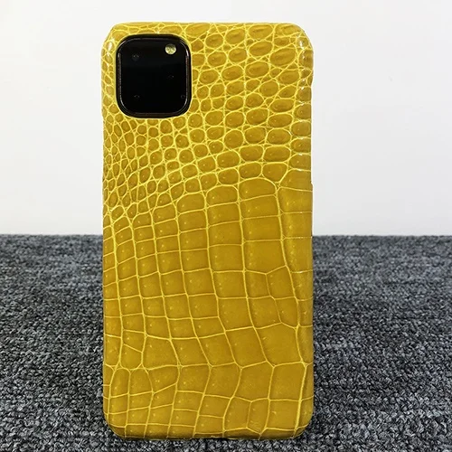 GINGER Чехол из натуральной крокодиловой кожи живота для iPhone 11 Pro Max настоящий чехол из натуральной кожи аллигатора Кайман для iPhone11 - Цвет: GINGER