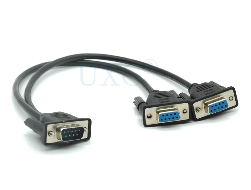 Db9 9pin 1 to2 rs232 divisor de cabo serial diretamente conectado com 2 em 1 cabo de dados macho para fêmea para exibição pos caixa registadora