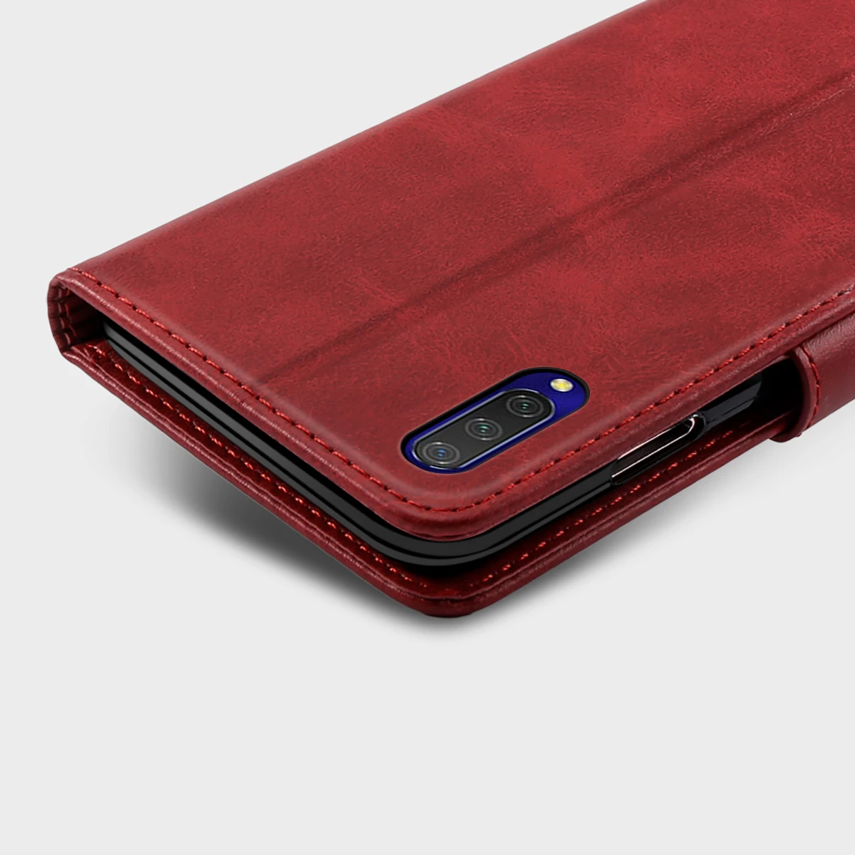 Для Xiaomi Mi A3 чехол из телячьей кожи PU кожаный флип Стенд бумажник чехол с отделением для карт и магнитной пряжкой красный