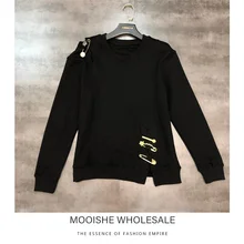 Осень Новая Металлическая Булавка украшение отверстие вокруг шеи с длинным рукавом Толстовка женская