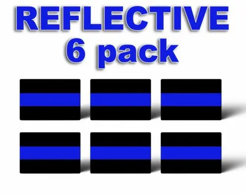 PACK OF 6 REFLECTIVE THIN BLUE LINE License Plate Decals Stickers Police Trooper | Автомобили и мотоциклы