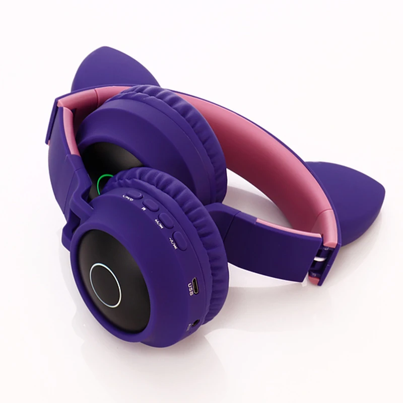 Cute Cat Ears Wired Headphone With Microphone Girls Music Stereo Headphones Computer Mobile Phone Gamer Headset Kids Gift