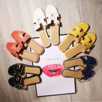 

VALLU 2020 simple slippers women wear fat feet extra large summer fashion non-slip non-slip cool slippers office wear beach outd