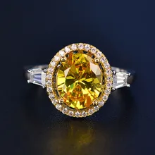 

New Arrival 100% 925 Sterling Silver 8x10MM Oval Gemstone Rings Wedding Engagement Jewelry Citrine Rings For Women Wholesale