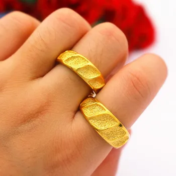 

VAMOOSY 24K Gold Proposal Ring Open Frosted Couple Rings for Men Women Index Finger Ring Finger Bring Happiness Freeshipping