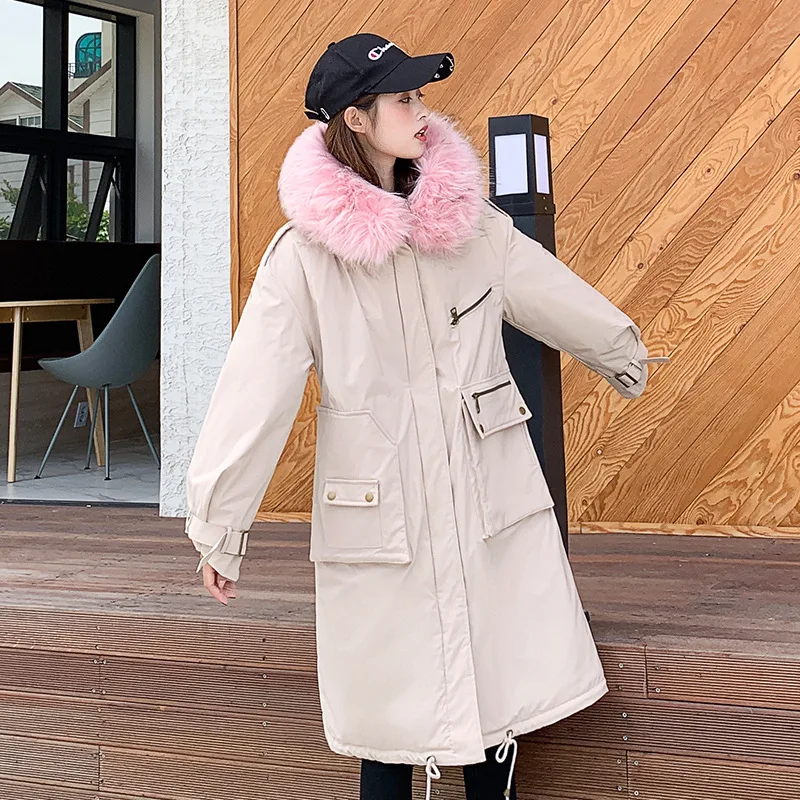 

2019 New Style down Coat Mid-length over-the-Knee Korean-style Autumn & Winter Thickening Large Fur Collar Coat Fashion Hot Sale
