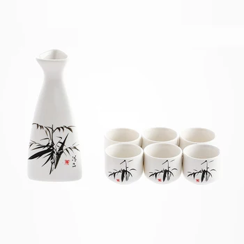 

Retro Sake Set Creative Ceramic Wine Set Home Insulation Wine Glass Ceramics One Pot Six Glasses Sake White Wine Pot mx9061520