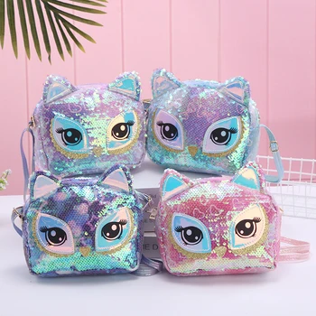 

New Mermaid Sequined Cute owl Crossbody Bag For Lady Messenger Bag Mini Purse Handbag For Children's Kids Gift Shoulder Bag