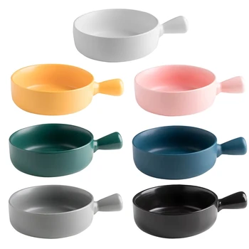 

Nordic Ceramic Instant Noodle Bowl With Handle Breakfast Rice Baking Bowl Dessert Soup Fruit Salad Bowl Microwave Oven Special