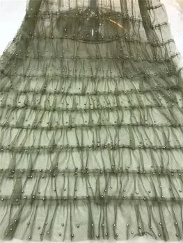 

Fashions Nigeria beads Mesh Lace African Tulle Lace Fabric High Quality France Lace fabric Wedding Dress FZ910
