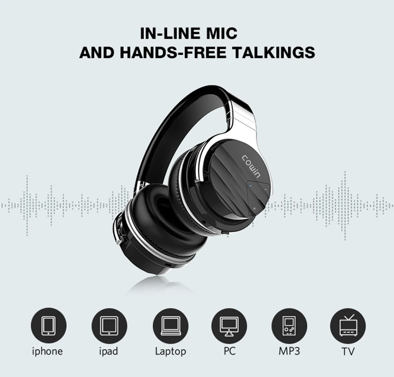 COWIN Проводные/беспроводные Bluetooth наушники 30Hr ANC Time гарнитура для путешествий на открытом воздухе с шумоподавлением без рук компьютерные наушники