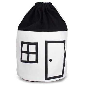 

Cartoon Kids Toy Storage Bag Small House Pattern Cotton Drawstring Bag Travel Underwear Organizer Cosmetic Candy Pouch Bags