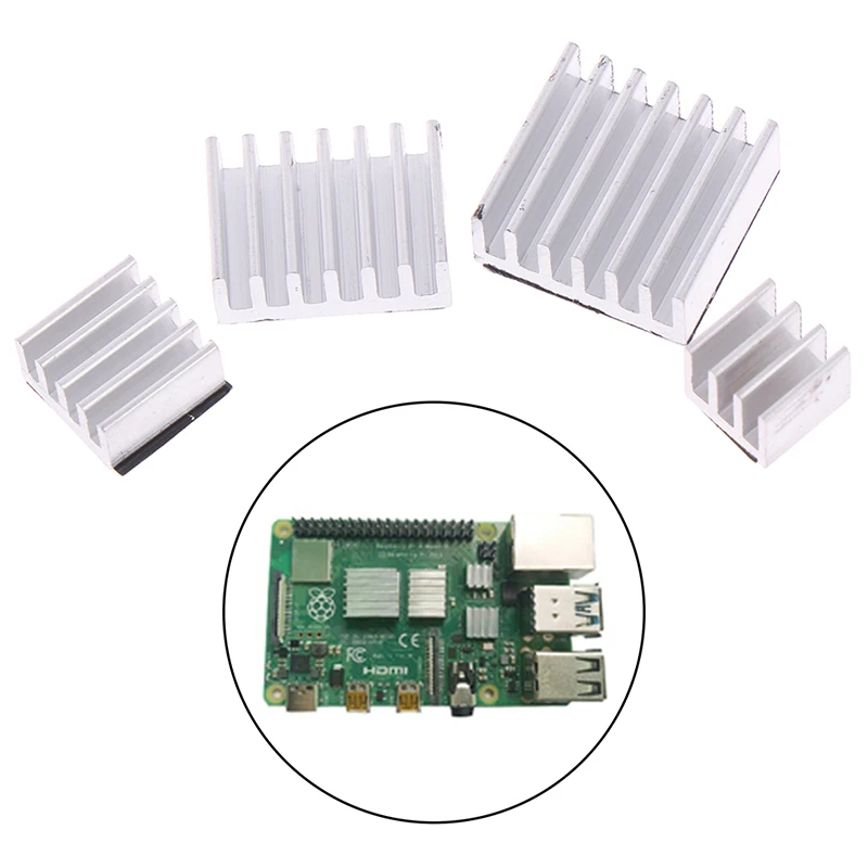 4pcs Aluminum Heatsink Radiator Cooler Kit for Raspberry Pi 4B with Sticker 1
