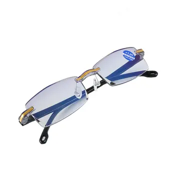 

Rimless Diamond-cut Reading Glasses Anti-blue Light and Blue Film Integrated for Women Men +1---+4 Full Degree