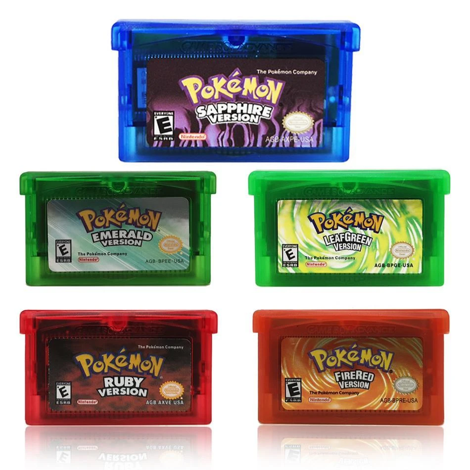 32 Bit Video Game Cartridge Console Card For Nintendo Gba Pokemon Emerald Firered Leafgreen Ruby Sapphire With Shiny Label Game Collection Cards Aliexpress
