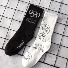 Хлопковые носки с героями мультфильмов; Цвет черный, белый; теплые женские забавные носки с круглым вырезом; Kawaii Art Happy Japanese Sweat; модная повседневная Уличная одежда; Calcetines