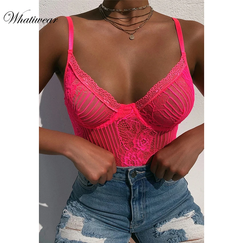 hot pink lace bodysuit