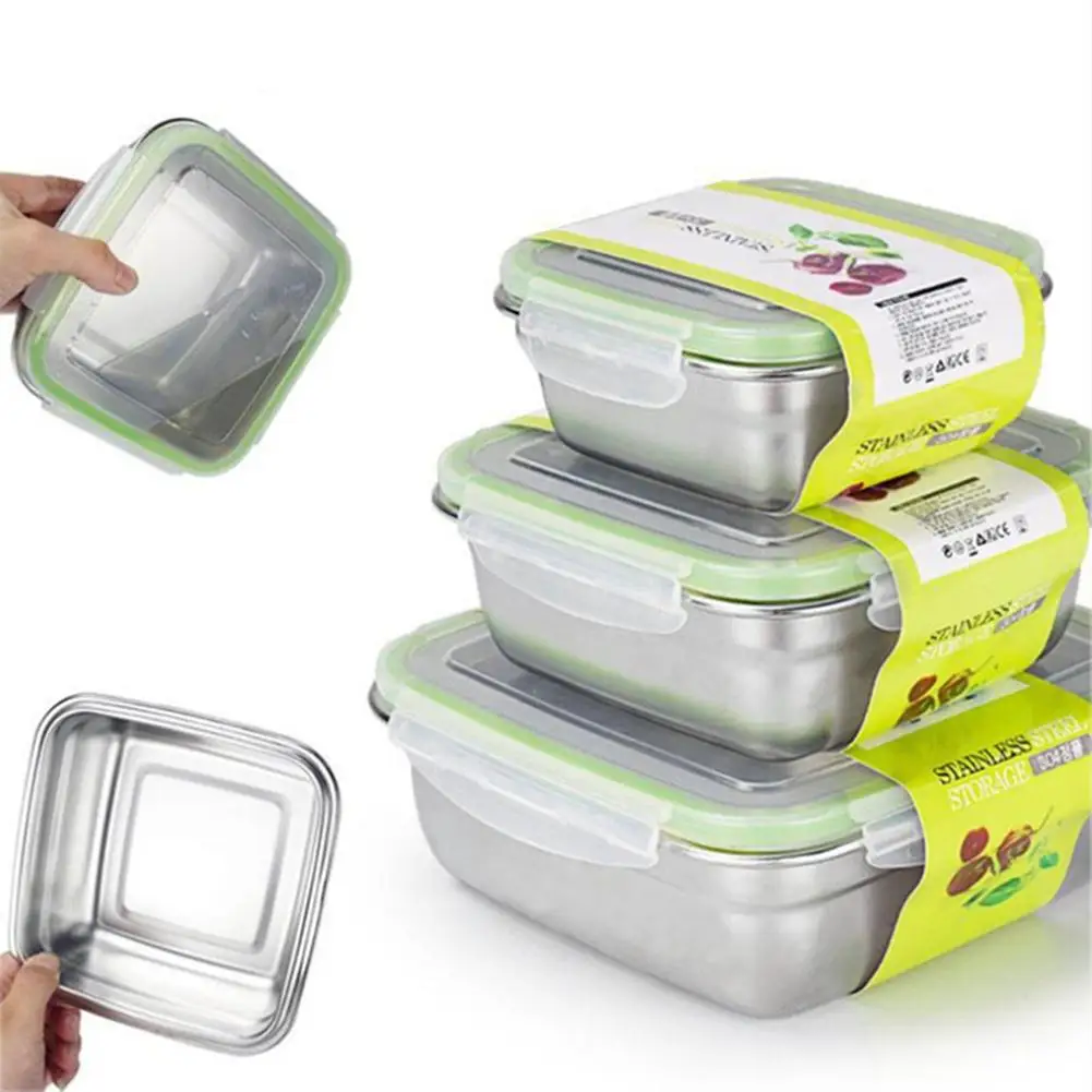 Hot 1/3Pcs 400/750/1200ml Food Storage Container Square Lunch Box Leakproof Bento