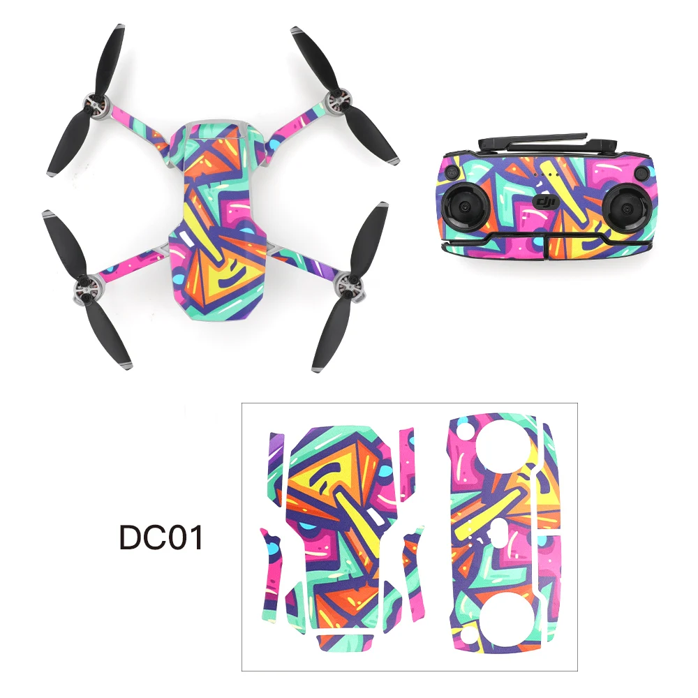 CHENJUAN Colorful Line Style Skin Sticker for DJI Mavic Mini Drone and Remote Controller Decal Vinyl Skins Cover M0081 Drone Protection Sticker