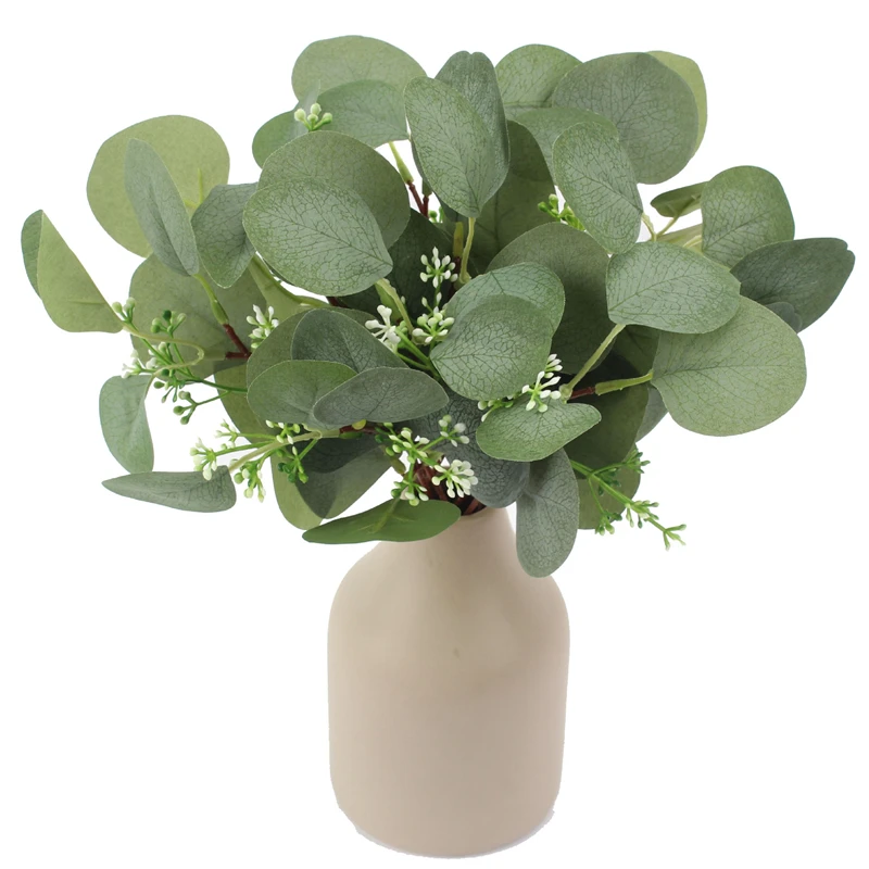 Foglie di Eucalipto artificiale steli rami di Eucalipto piante finte  bouquet floreali natalizi matrimonio vacanze verde decorazioni per la casa