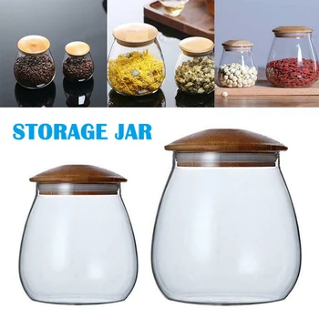 

800ml/400ml Mushroom Shape Glass Storage Bottles Jars Kitchen Grains Sealed Cans Food Storage Jars Tea Leaf Coffee Beans Jars