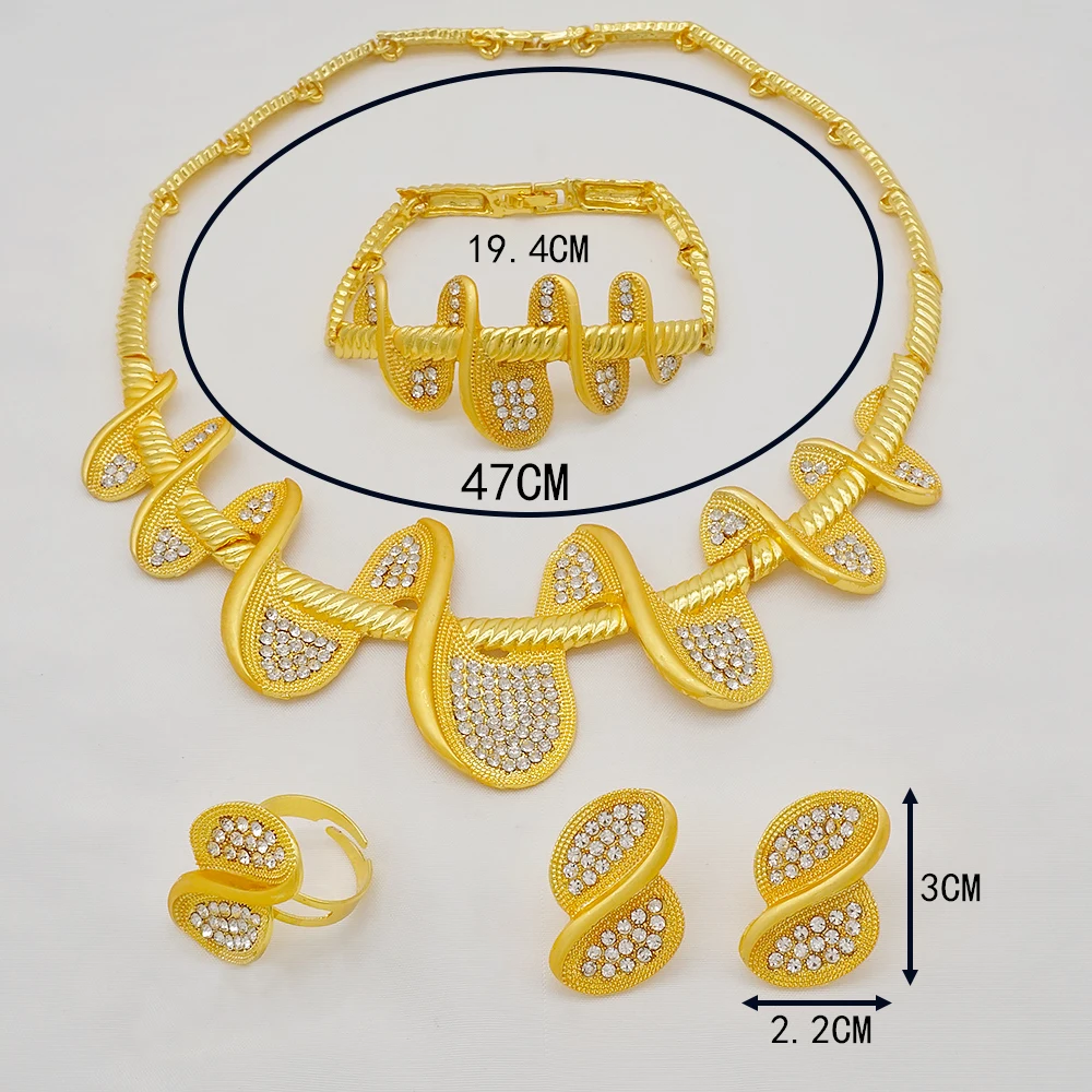 African Women Big Necklace Women Jewelry Sets Jewelry Set For Women Gold Color Elegant Arab/Ethiopian Bridal Wedding/Party Gifts