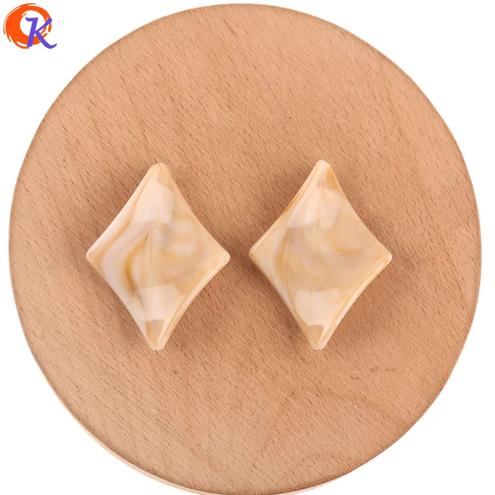 Light Brown Сердечный дизайн 29x38 мм 100 шт. акриловые бусины/DIY бусины для изготовления ювелирных изделий/ромб Форма/Мрамор эффект бусы/ручная работа/фурнитура для сережек - Цвет: Light Brown