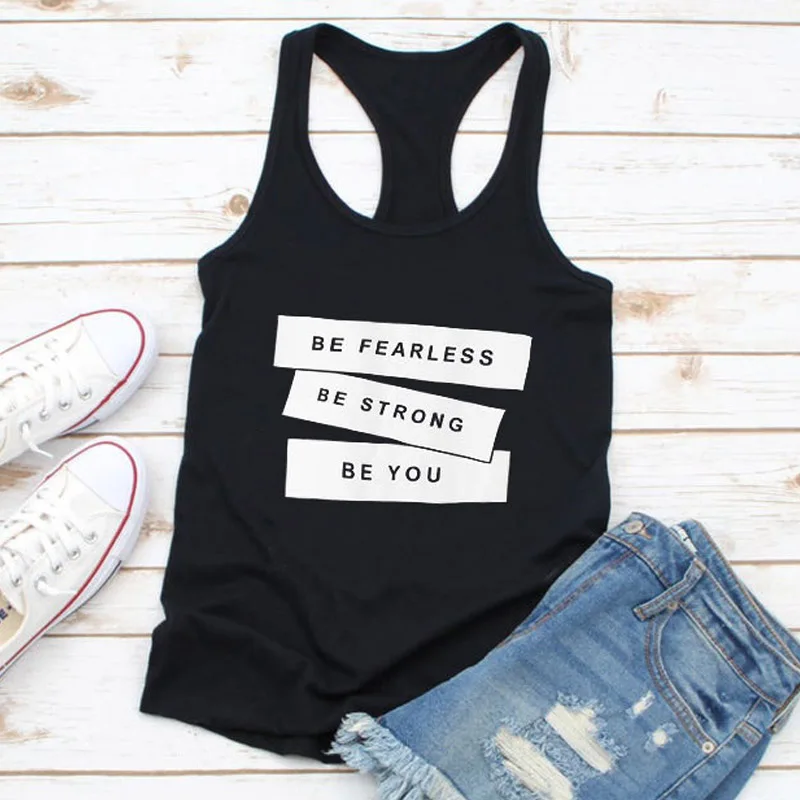 Be Fearless Be Strong Be You Графические футболки для женщин модные топы на бретельках с христианским Иисусом и библеей повседневные безрукавки Tumblr жилет Прямая поставка