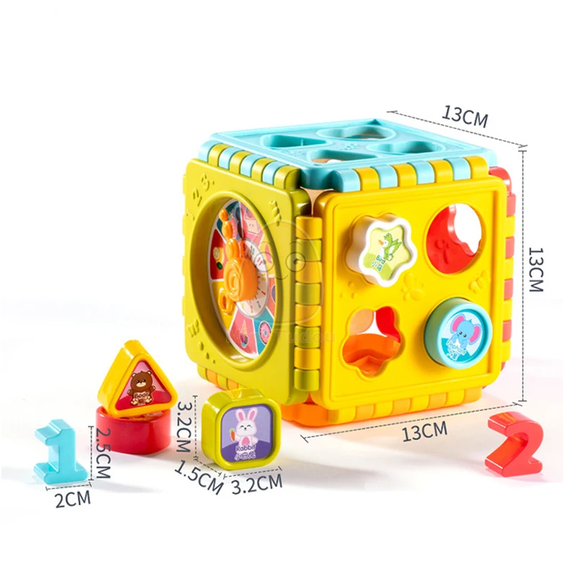 Joc Montessori pentru bebeluși, cub de activități, cutie de sortare cu potrivire a formei, culoare, număr, ceas, kit matematic, jucării educative interactive pentru copii, cadou_voghion.com
