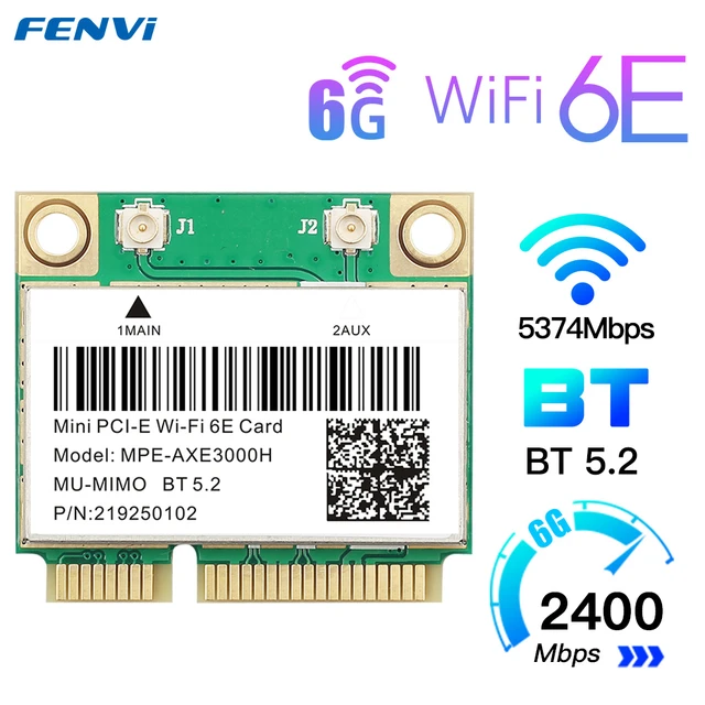Wifi 6E 5374Mbps pour AX210 Mini PCIE carte Wifi pour Bluetooth