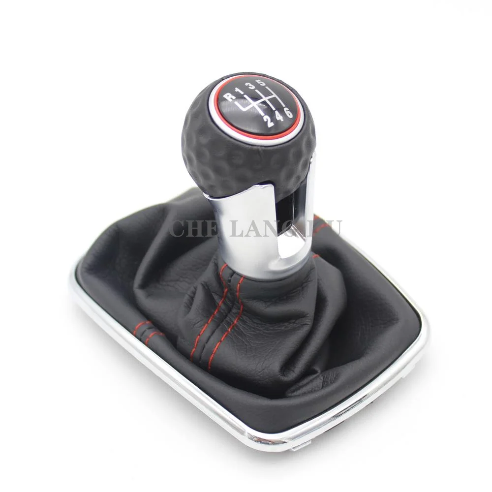 Для VW Golf 4 GTi gtd 1998 1999 2000 2001 2002 2003 2004 2005 ручка переключения рулевого механизма автомобиля с черным кожаным Красная Нить 5/6 скорости 12 мм