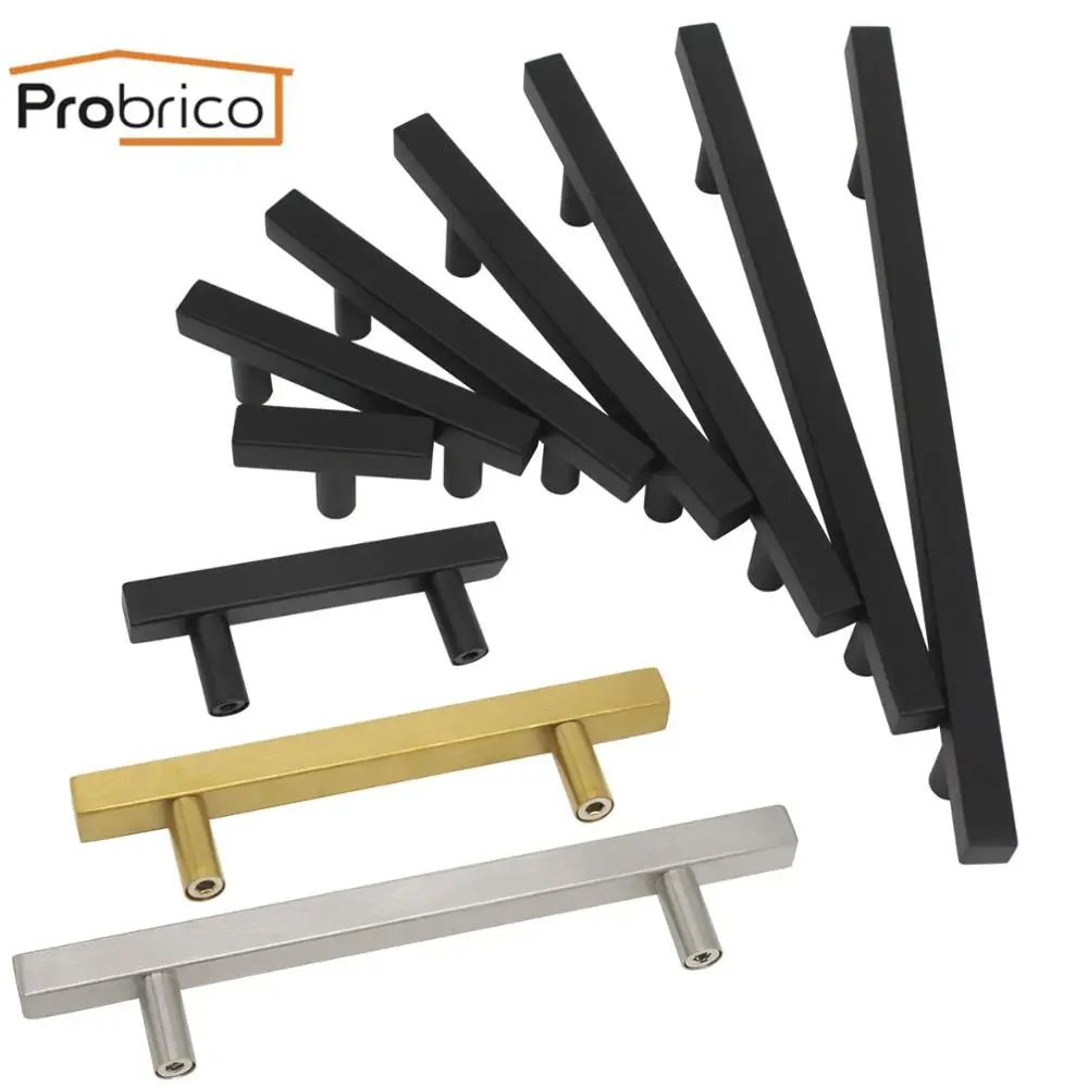

Probrico Kitchen square Handle Stainless Steel Cabinet handle Kitchen Door Knob Furniture Drawer Pulls