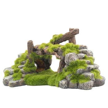 

Best Life for Fish Resin Moss Bridge Fish Play Cave Decor for Fish Tank Aquarium Ornament