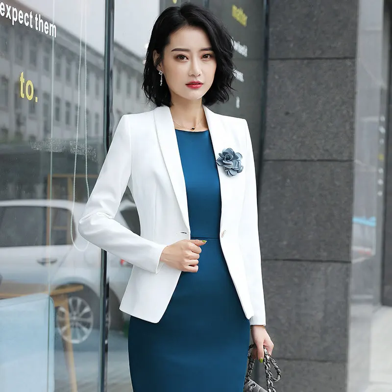 

Host Wear WOMEN'S Suit 2018 Autumn Fashion Graceful Elegant White Collar Formal Wear Dress White Suit