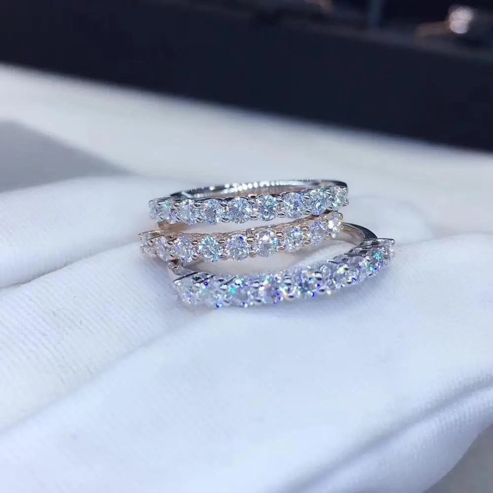 Круглое кольцо из розового золота с муассанитом, роскошное кольцо с муассанитом для женщин