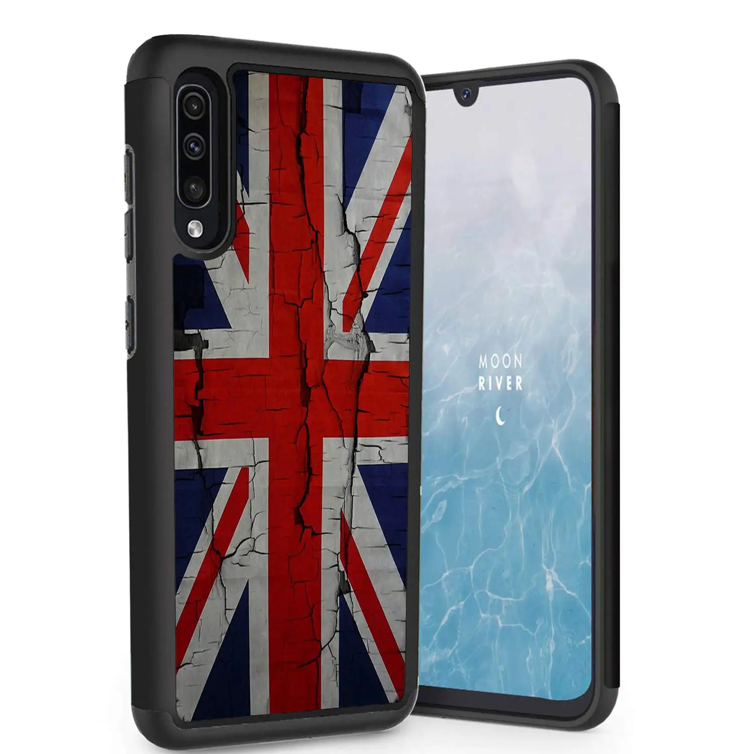 For Sumsang Galaxy A50 2019 Case Dual Layer Hybrid Hard Protector Cover Anti-Drop TPU Bumper British Flag Union Jack Grunge | Мобильные