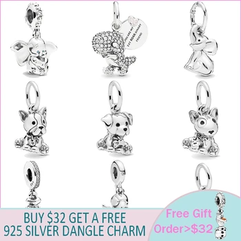 

925 Sterling Silver Beads Cute Animal Beads Bulldog Puppy Charms fit Original Brand Bracelets Women DIY Jewelry