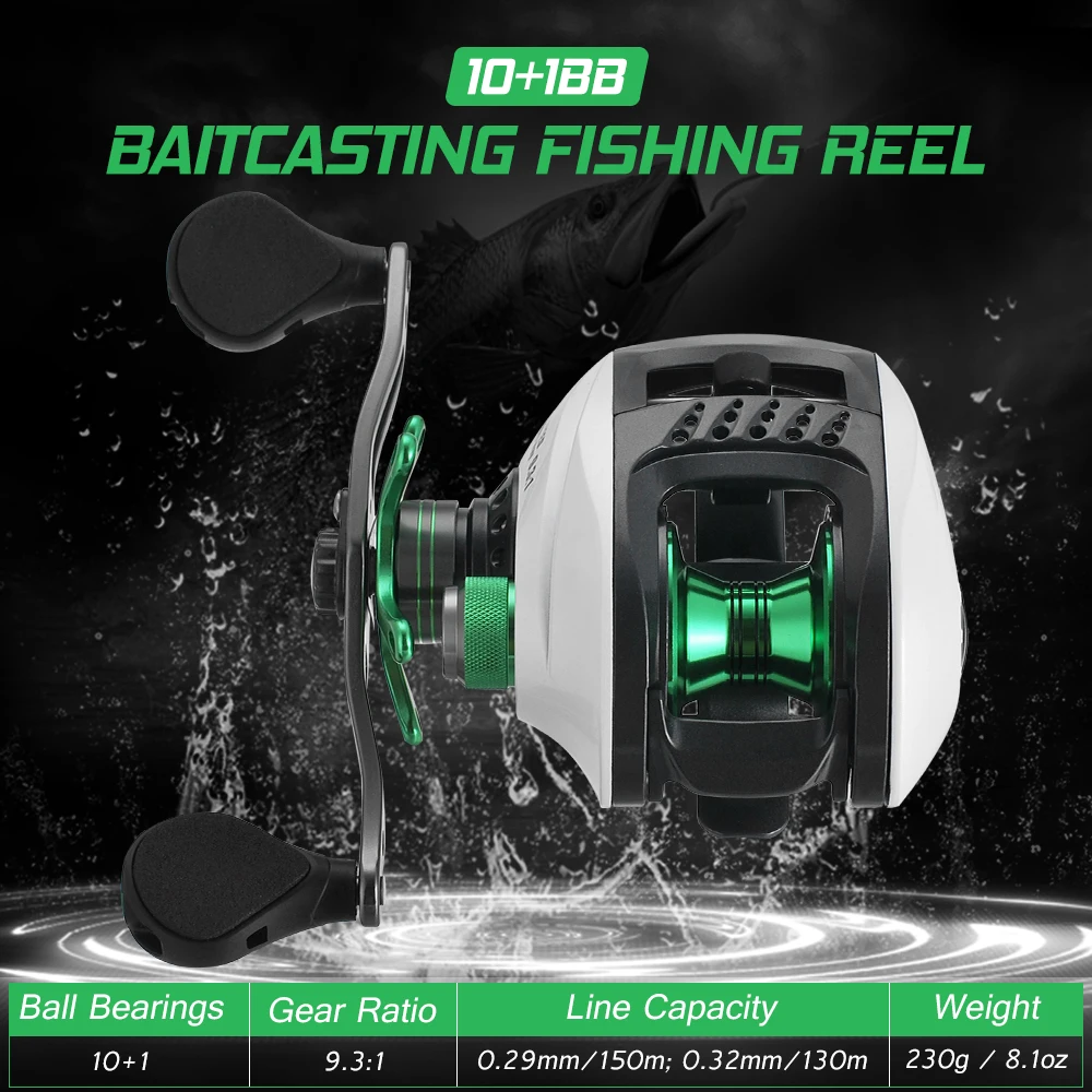 Lightweight High Speed 9.3:1 Gear Ratio Baitcast Fishing Reel 10+1 Ball Bearings Baitcasting Fishing Reel Baitcaster Tackle