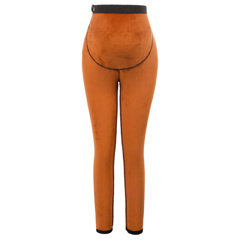 Осенние женские зимние брюки для беременных с флисовой подкладкой, теплые штаны, плотные теплые штаны с полной панелью, обтягивающие повседневные брюки с высокой талией для женщин