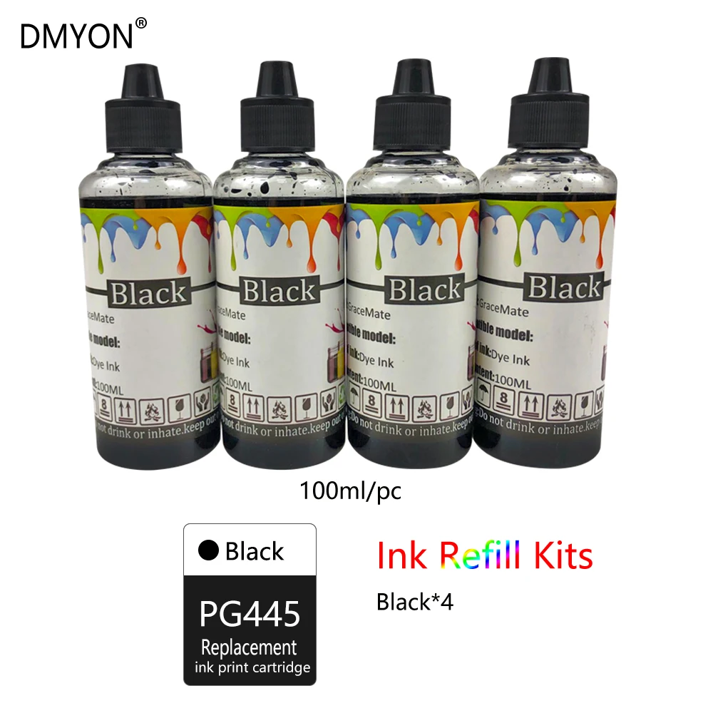 DMYON PG445 CL446 принтер чернила заправка бутылки совместимый для Canon для PIXMA MX494 MG2944 IP2840 MG2440 MG2540 струйных принтеров - Цвет: 4 Black