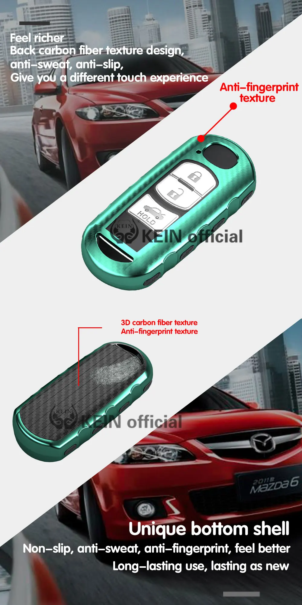 KEIN для mazda atenza TPU 3D чехол для ключей из углеродного волокна 3 5 6 cx5 CX-3 cx-4 cx5 CX-7 CX-9 Axela защита для автомобильных ключей автозапчасти