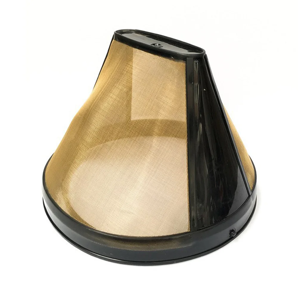 

Cone-Style Reusable Coffee Filter 10-12 Cup Permanent Coffee Maker Machine Filter Gold Mesh With Handle Cafe Coffees Tools