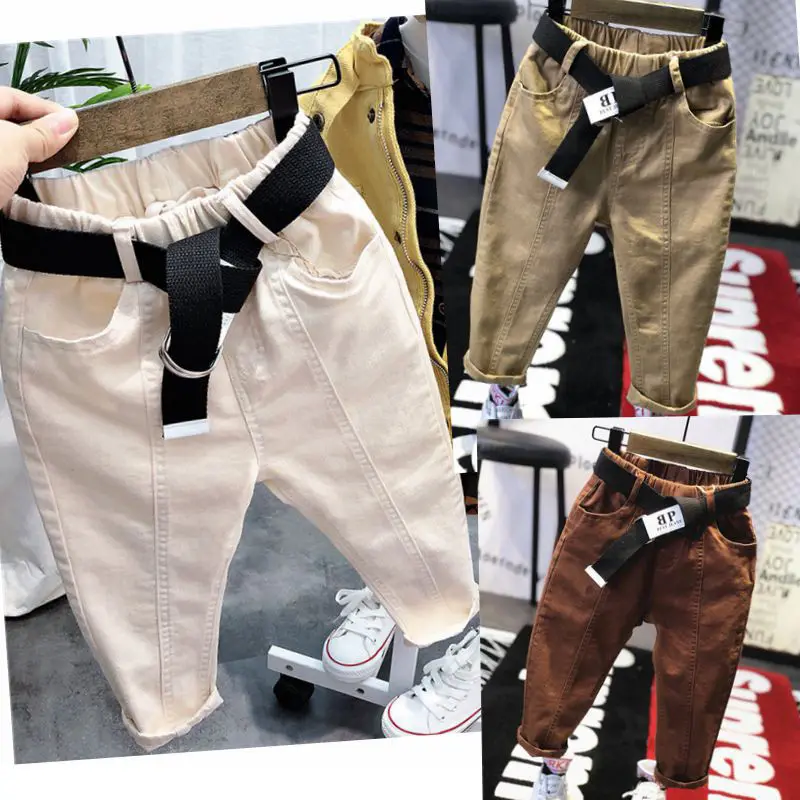 Boys Casual Pants With Belt Fashion Kids Long Pant Spring Autumn Winter Fashion Trousers Children Clothes kids pants