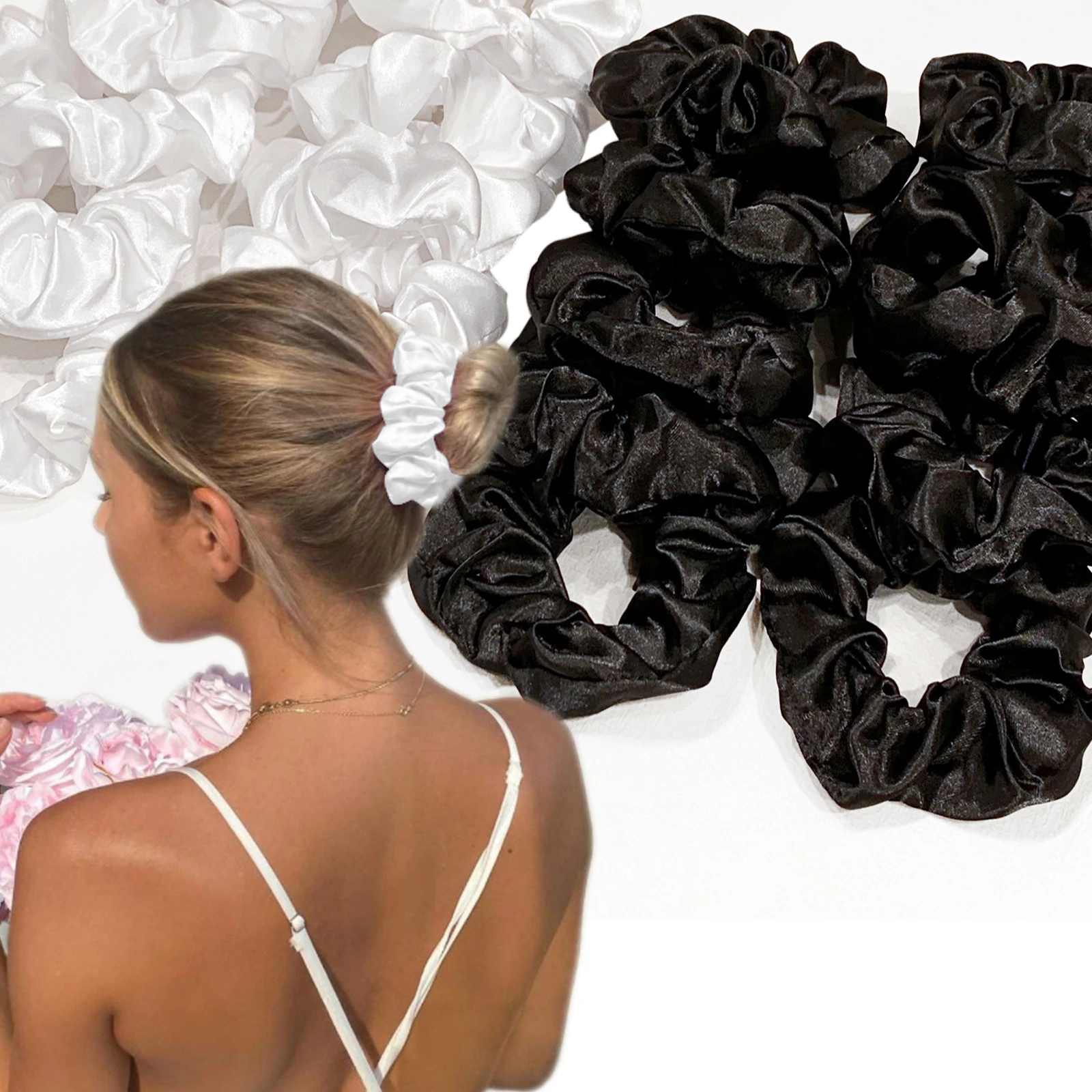 20PCS/Set Classic Black White High Quality Elastic Hair Scrunchies For Women Hair Ties Rubber Band Hair Rope Accessories headbands for women