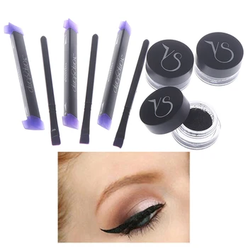 

Eyeliner Set 1 Brown+Black Gel +stamp Eyeliner Waterproof Smudge-proof Cosmetic Set Eye Liner Kit In Eye Makeup