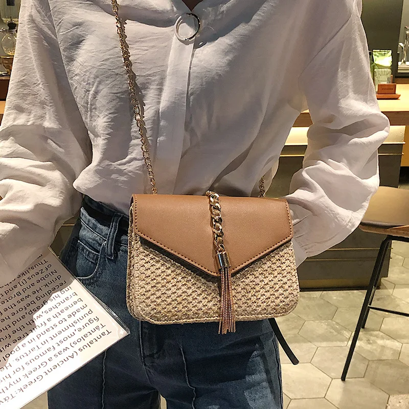 

Ins Super Fire Girl 2019 New Korean version 100 lap Weaving bag Summer single shoulder oblique Span Weaving package